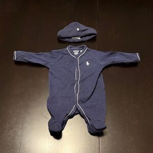 Ralph Lauren Dark Blue Baby Footie Set